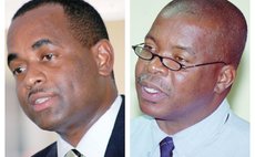 Left, Prime Minister Roosevelt Skerrit and DPSU Secretary General Thomas Letang
