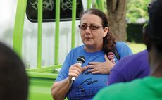 Tina Alexander at a child abuse march at the Botanic Gardens, Roseau