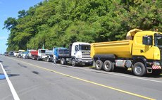 Trucks under the Canefield cliffs- sending a loud and clear message