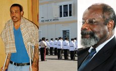 Left to right: Tyson during the first trial,Dominica's High Court and Justice Errol Thomas