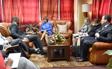 US Ambassador Linda Taglialatela and officials meets Dominica's Prime Minister Roosevelt Skerrit