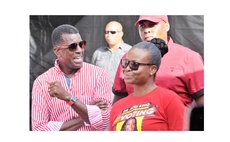 Dr Henderson with DLP supporters in 2019