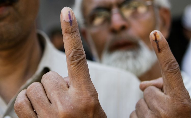 Fingers of voters