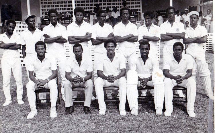 Walsh, front row extreme right and other members of the Dominica Cricket Team