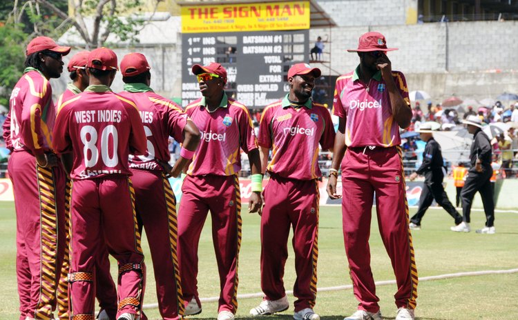 West Indies team in a match at Windsor Park in Dominica