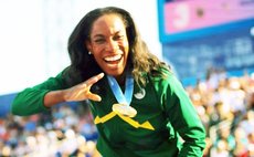 Thea after the golden triple jump at the Paris Games 