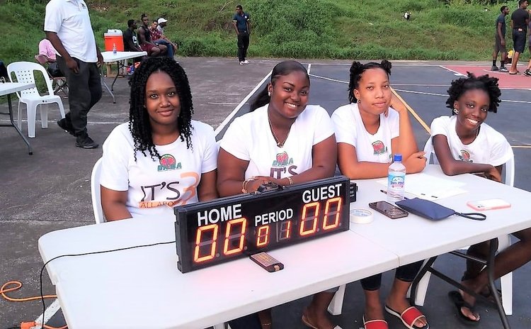 All-ladies team of table officials, DABA 3x3 game, 2020. Photo: DABA Facebook Page 