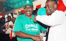 PM Skerrit and Charles Savarin at political rally in 2005