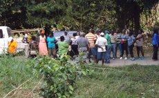 UWP supporters gather at the Layou River Hotel site