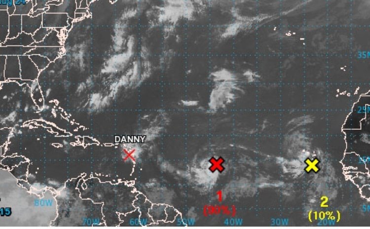NHC graphic shows Danny and other storms