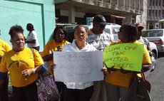 Workers of the Public Works Department protest